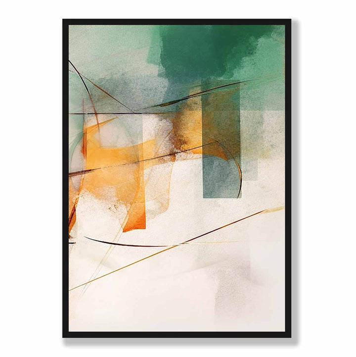 Abstract Forms Art Print Green and Orange No. 3 | Bowlift
