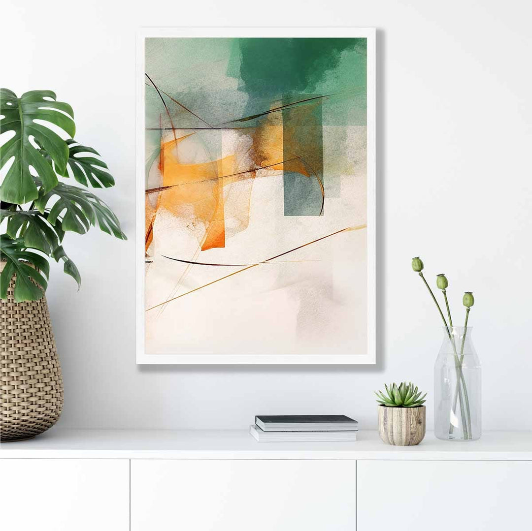Abstract Forms Art Print Green and Orange No. 3 | Bowlift