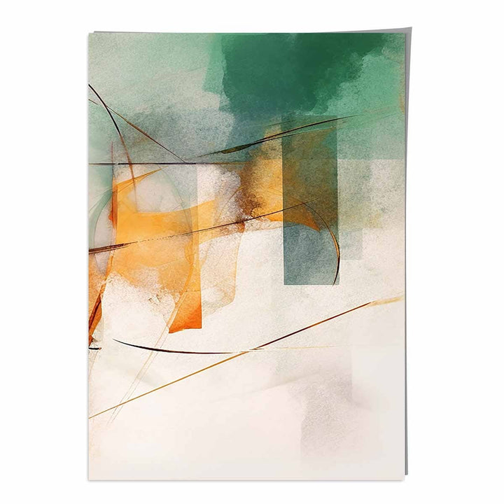 Abstract Forms Art Print Green and Orange No. 3 | Bowlift