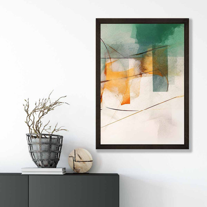 Abstract Forms Art Print Green and Orange No. 3 | Bowlift
