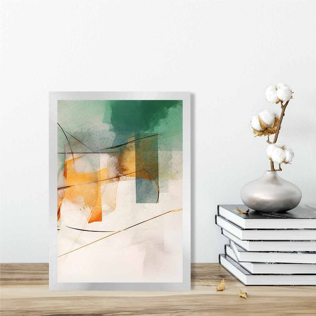 Abstract Forms Art Print Green and Orange No. 3 | Bowlift