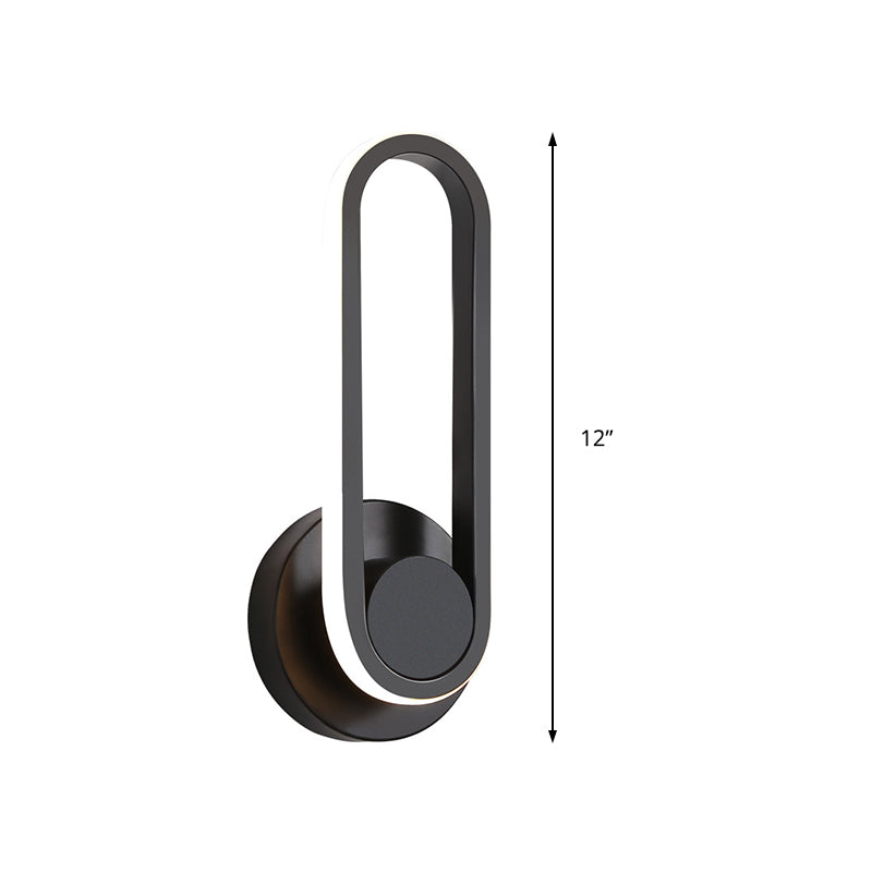 BowLift | Minimalistic Oblong-Ring Wall Light Acrylic Shade LED Bed Lamp in Black/White, Warm/White Light