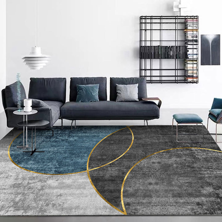 BowLift | Simple Geometric Print Rug Multi-Colored Modern Carpet Polypropylene Non-Slip Backing Stain Resistant Washable Rug for Home