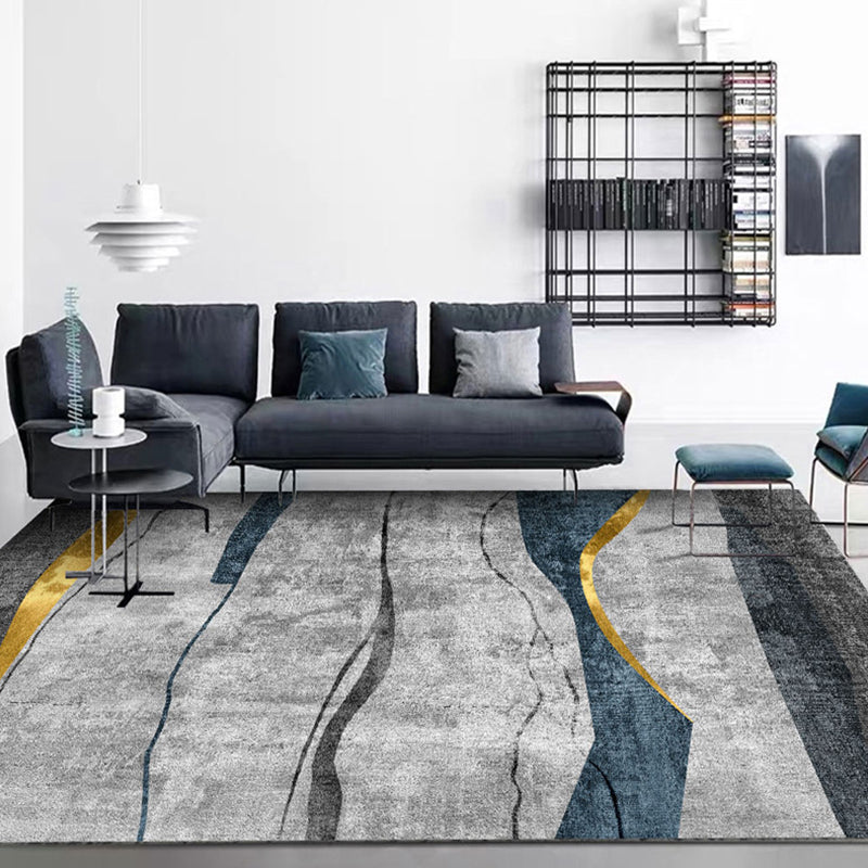 BowLift | Simple Geometric Print Rug Multi-Colored Modern Carpet Polypropylene Non-Slip Backing Stain Resistant Washable Rug for Home