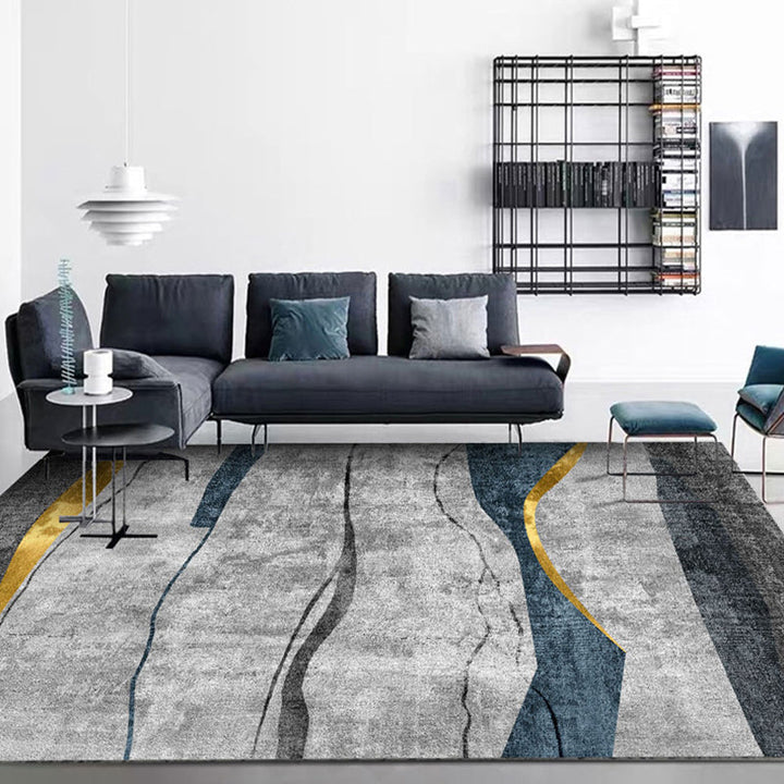 BowLift | Simple Geometric Print Rug Multi-Colored Modern Carpet Polypropylene Non-Slip Backing Stain Resistant Washable Rug for Home