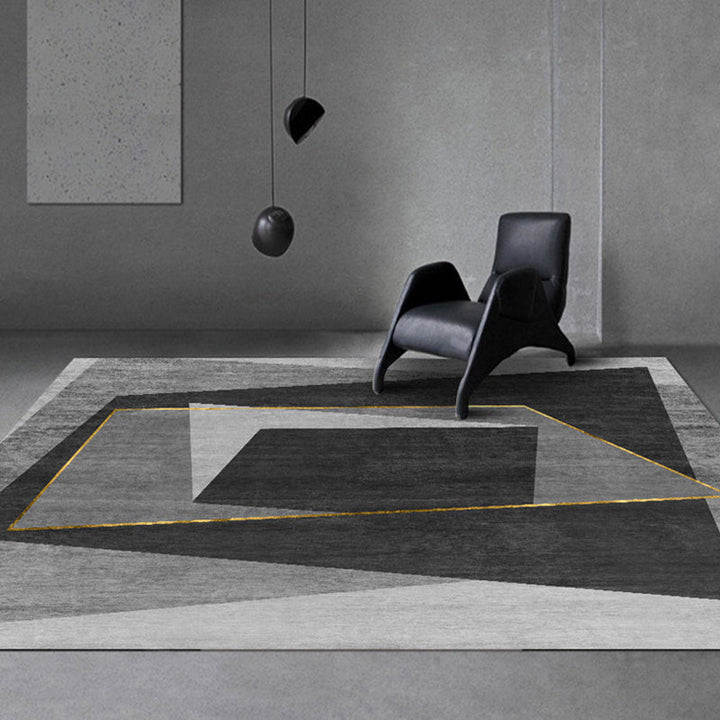 BowLift | Simple Geometric Print Rug Multi-Colored Modern Carpet Polypropylene Non-Slip Backing Stain Resistant Washable Rug for Home