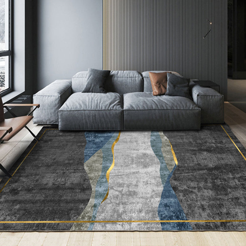 BowLift | Simple Geometric Print Rug Multi-Colored Modern Carpet Polypropylene Non-Slip Backing Stain Resistant Washable Rug for Home