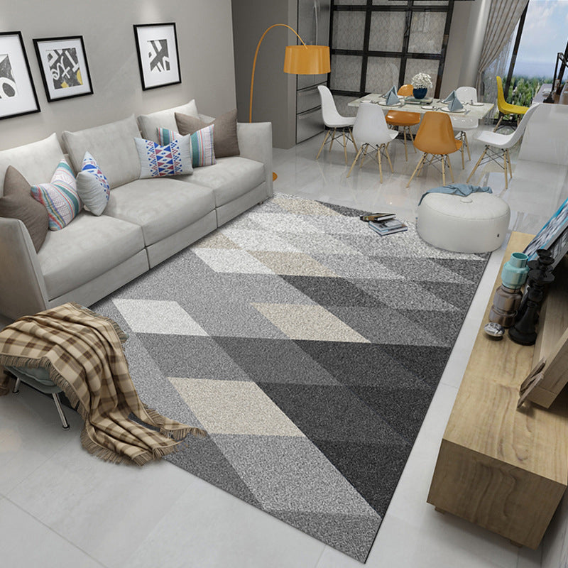 Minimalist Living Room Rug Multicolored Geometric Lines Printed Mat Polypropylene Stain Resistant Non-Slip Pet Friendly Mat | Bowlift