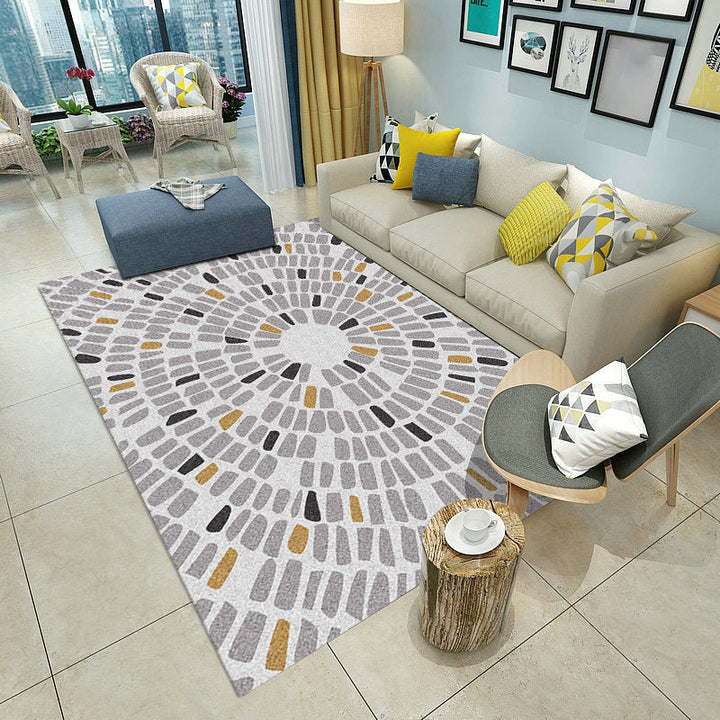 Minimalist Living Room Rug Multicolored Geometric Lines Printed Mat Polypropylene Stain Resistant Non-Slip Pet Friendly Mat | Bowlift