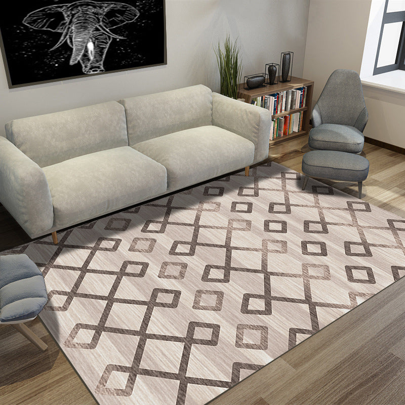 Minimalist Living Room Rug Multicolored Geometric Lines Printed Mat Polypropylene Stain Resistant Non-Slip Pet Friendly Mat | Bowlift