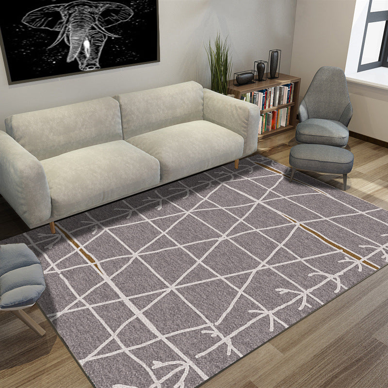 Minimalist Living Room Rug Multicolored Geometric Lines Printed Mat Polypropylene Stain Resistant Non-Slip Pet Friendly Mat | Bowlift