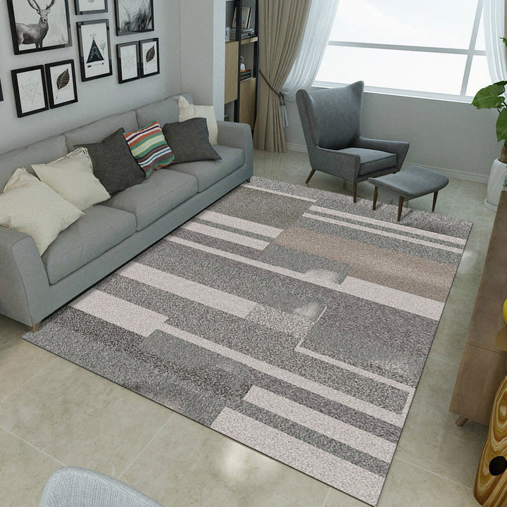 Minimalist Living Room Rug Multicolored Geometric Lines Printed Mat Polypropylene Stain Resistant Non-Slip Pet Friendly Mat | Bowlift