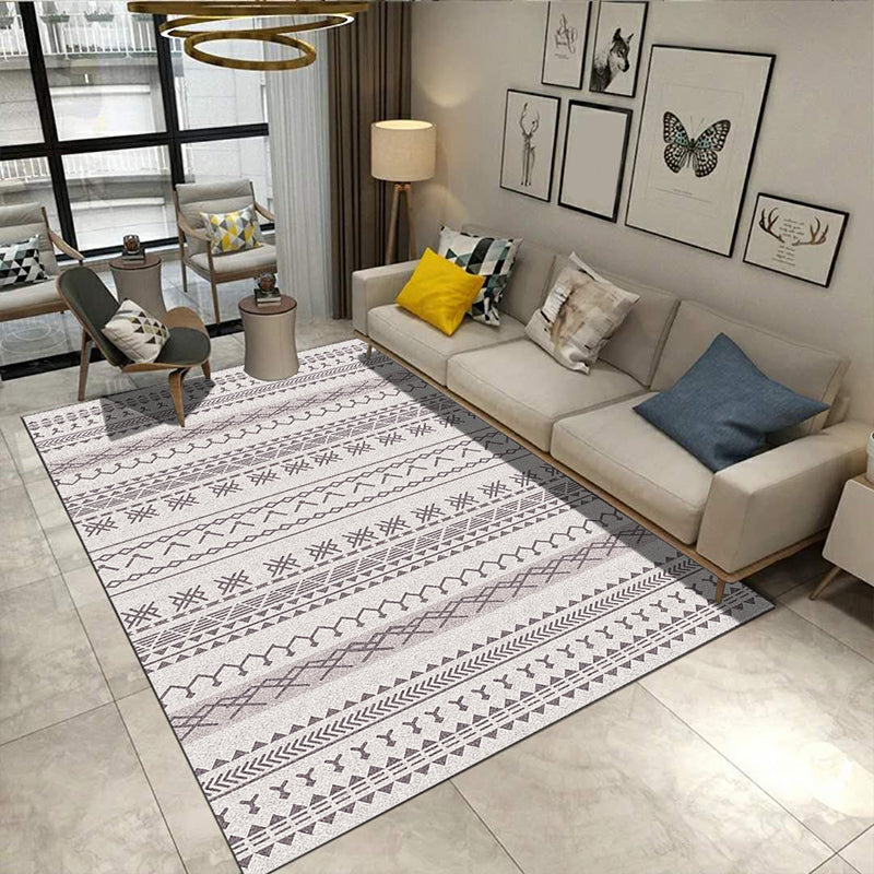 Minimalist Living Room Rug Multicolored Geometric Lines Printed Mat Polypropylene Stain Resistant Non-Slip Pet Friendly Mat | Bowlift