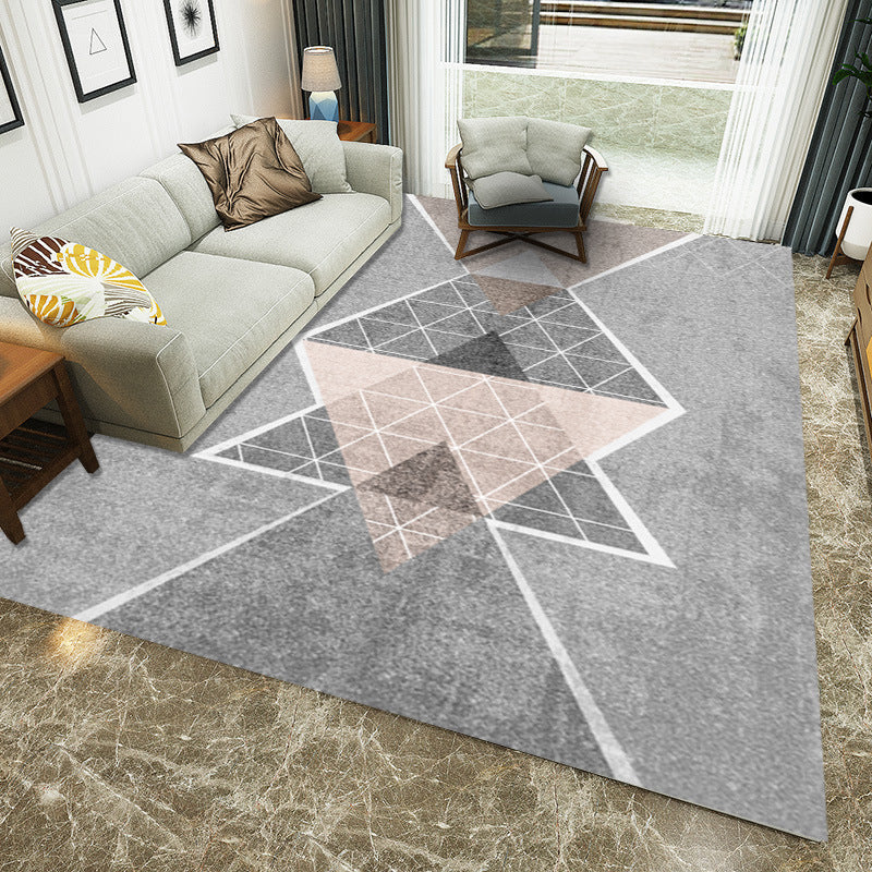 Modern Geometry Color Block Rug Multicolor Polyester Rug Pet Friendly Non-Slip Back Washing Machine Safe Rug for Room | Bowlift