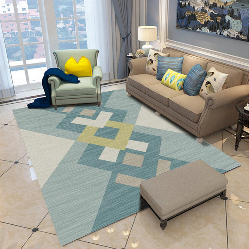 Modern Geometry Color Block Rug Multicolor Polyester Rug Pet Friendly Non-Slip Back Washing Machine Safe Rug for Room | Bowlift