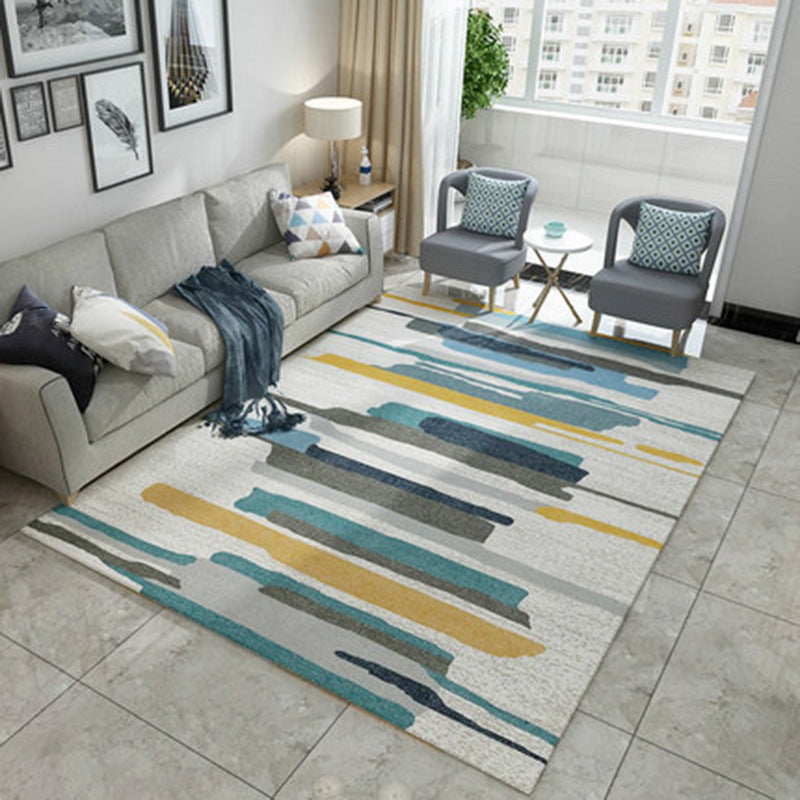 Modern Geometry Color Block Rug Multicolor Polyester Rug Pet Friendly Non-Slip Back Washing Machine Safe Rug for Room | Bowlift