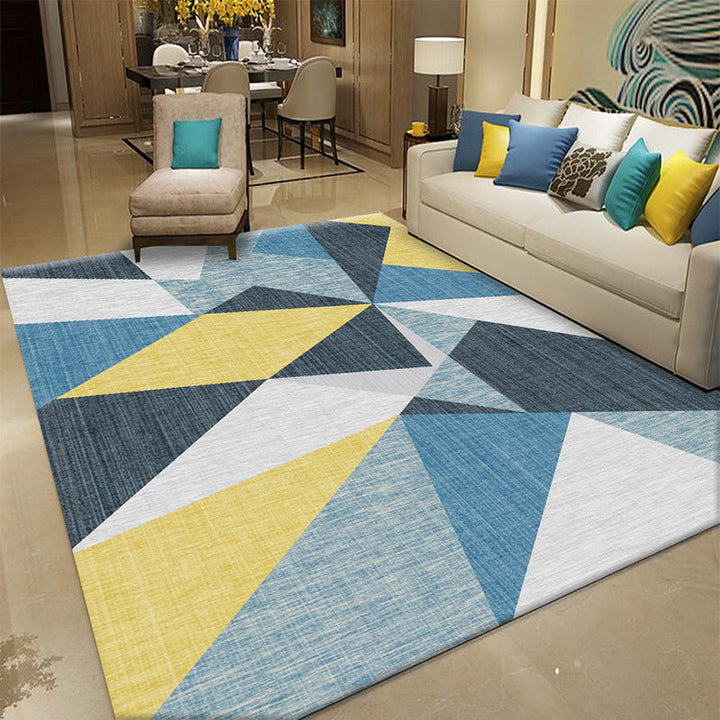 Modern Geometry Color Block Rug Multicolor Polyester Rug Pet Friendly Non-Slip Back Washing Machine Safe Rug for Room | Bowlift