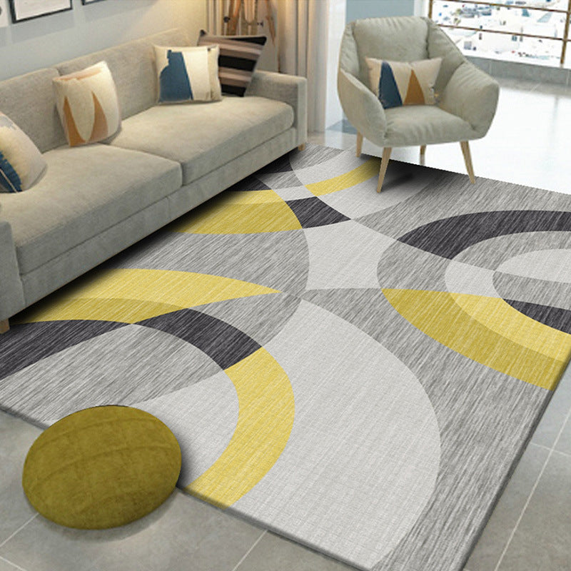 Modern Geometry Color Block Rug Multicolor Polyester Rug Pet Friendly Non-Slip Back Washing Machine Safe Rug for Room | Bowlift