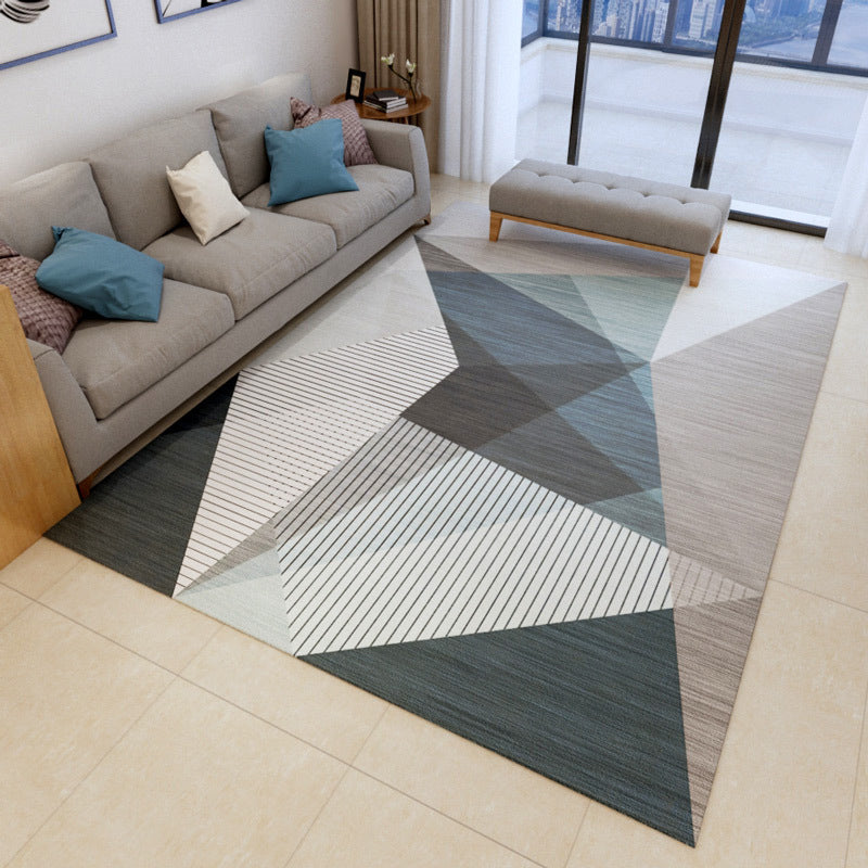 Modern Geometry Color Block Rug Multicolor Polyester Rug Pet Friendly Non-Slip Back Washing Machine Safe Rug for Room | Bowlift