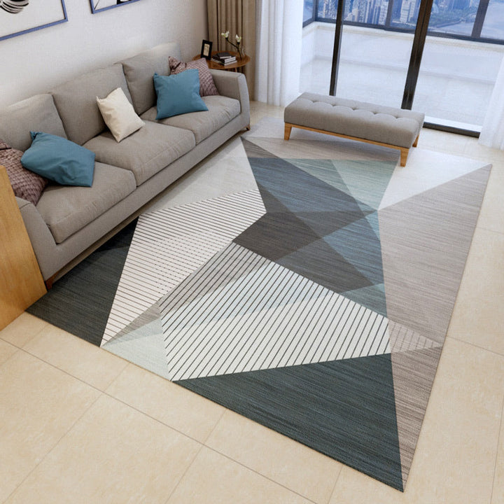 Modern Geometry Color Block Rug Multicolor Polyester Rug Pet Friendly Non-Slip Back Washing Machine Safe Rug for Room | Bowlift