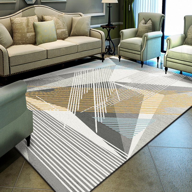 Unique geometric print rug Multicolored Modern rug Synthetic Stain-resistant Washable Non-slip backing Rug for home | Bowlift