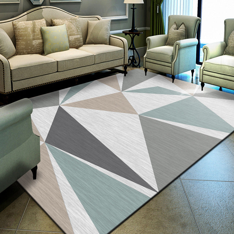 Unique geometric print rug Multicolored Modern rug Synthetic Stain-resistant Washable Non-slip backing Rug for home | Bowlift
