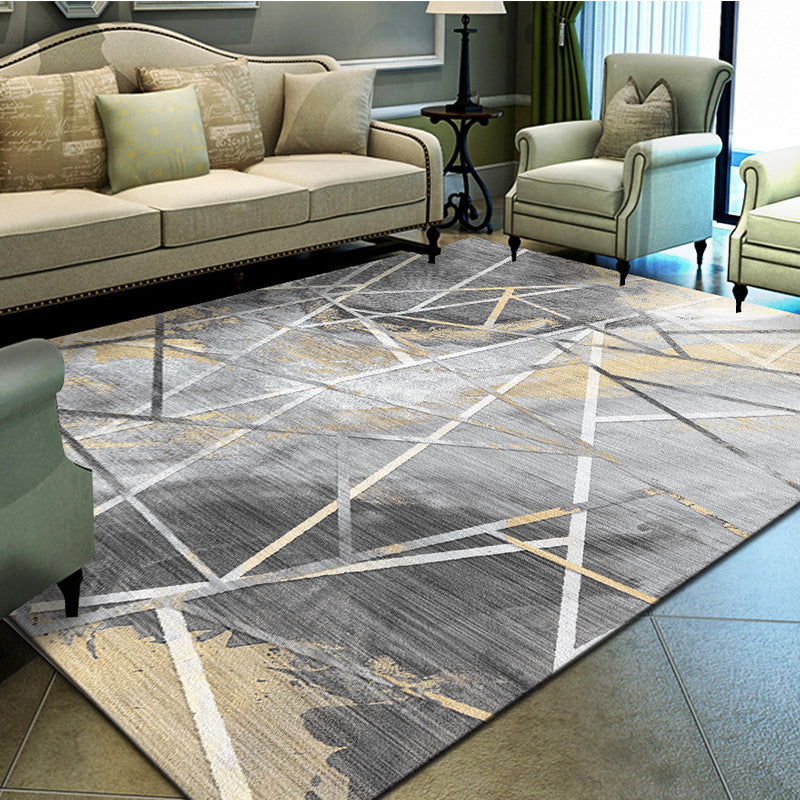 Unique geometric print rug Multicolored Modern rug Synthetic Stain-resistant Washable Non-slip backing Rug for home | Bowlift