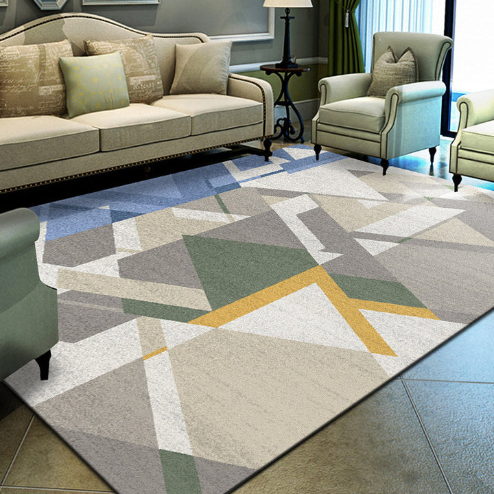 Unique geometric print rug Multicolored Modern rug Synthetic Stain-resistant Washable Non-slip backing Rug for home | Bowlift