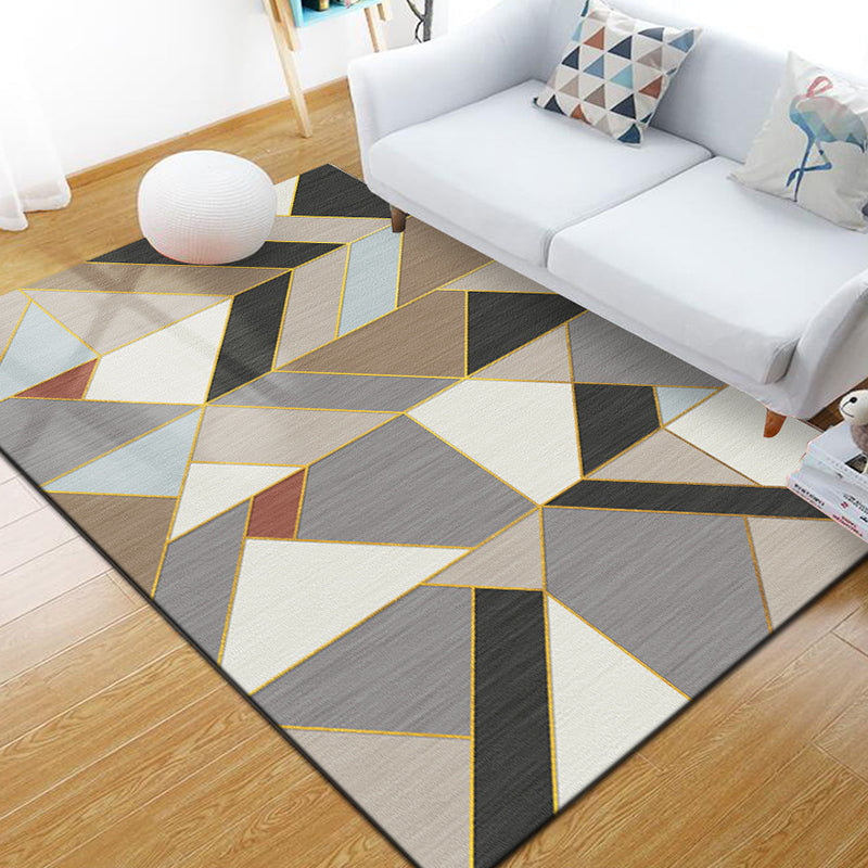 Unique geometric print rug Multicolored Modern rug Synthetic Stain-resistant Washable Non-slip backing Rug for home | Bowlift