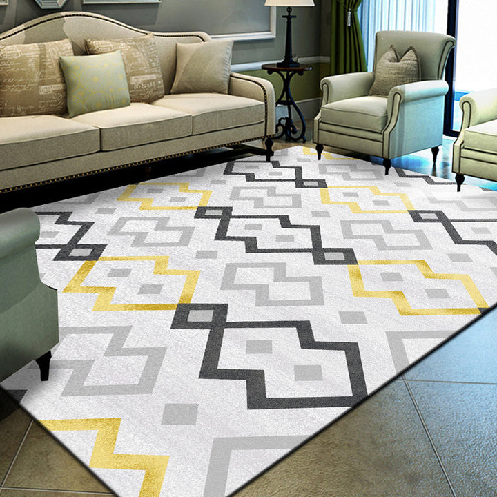 Unique geometric print rug Multicolored Modern rug Synthetic Stain-resistant Washable Non-slip backing Rug for home | Bowlift