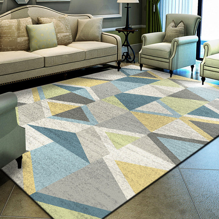 Unique geometric print rug Multicolored Modern rug Synthetic Stain-resistant Washable Non-slip backing Rug for home | Bowlift