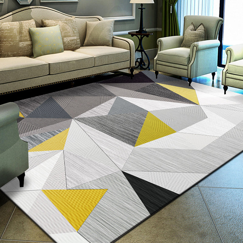 Unique geometric print rug Multicolored Modern rug Synthetic Stain-resistant Washable Non-slip backing Rug for home | Bowlift