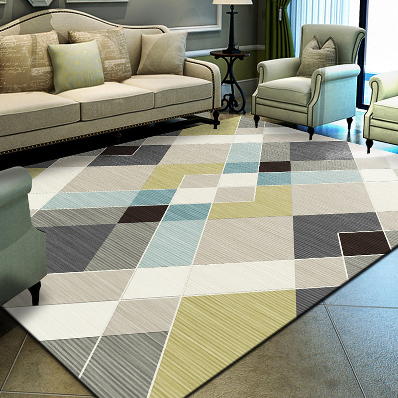 Unique geometric print rug Multicolored Modern rug Synthetic Stain-resistant Washable Non-slip backing Rug for home | Bowlift
