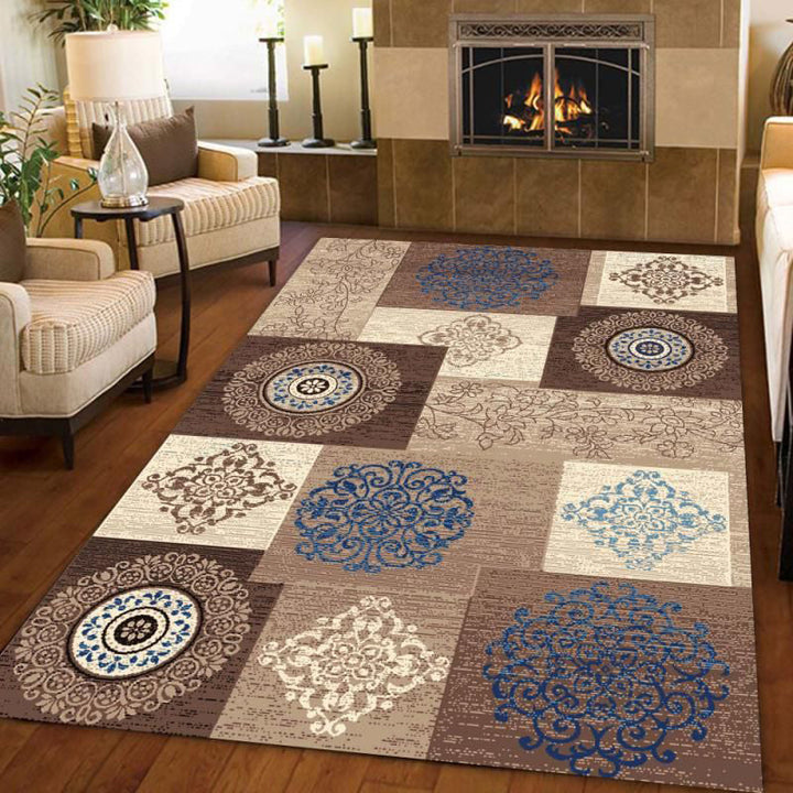 Nordic Drawing Room Carpet Multicolored Patterned Carpet Polypropylene Machine Washable Non-Slip Backing Pet-Friendly Carpet | Bowlift