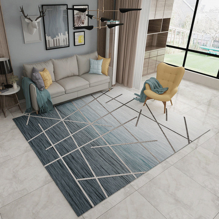 Creative Minimalist Rug Multicolored Cross Lines Art Rug Non-Slip Stain Resistant Pet Friendly Rug for the Living Room | Bowlift