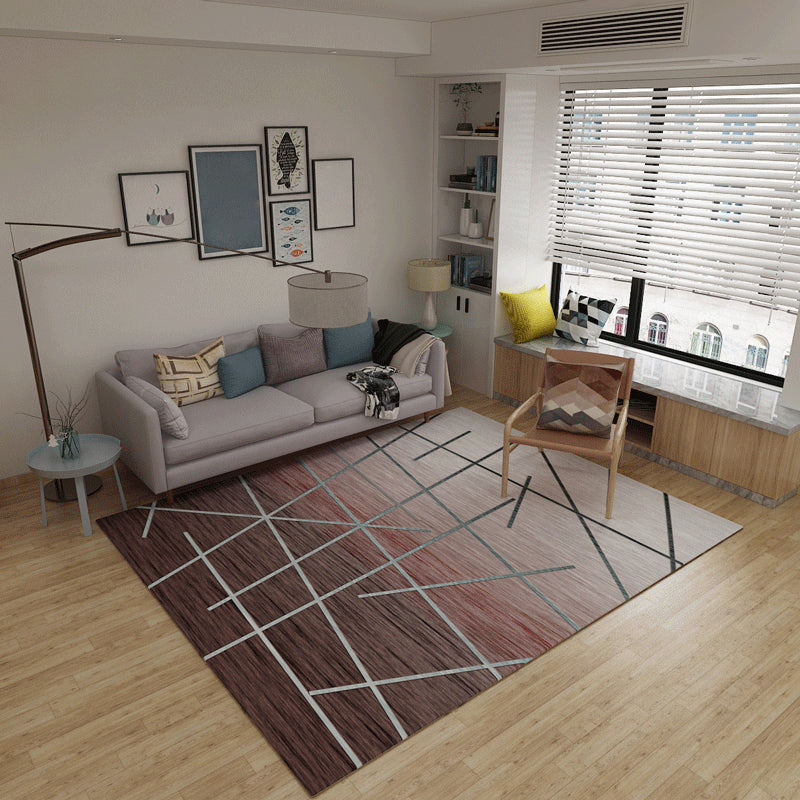 Creative Minimalist Rug Multicolored Cross Lines Art Rug Non-Slip Stain Resistant Pet Friendly Rug for the Living Room | Bowlift