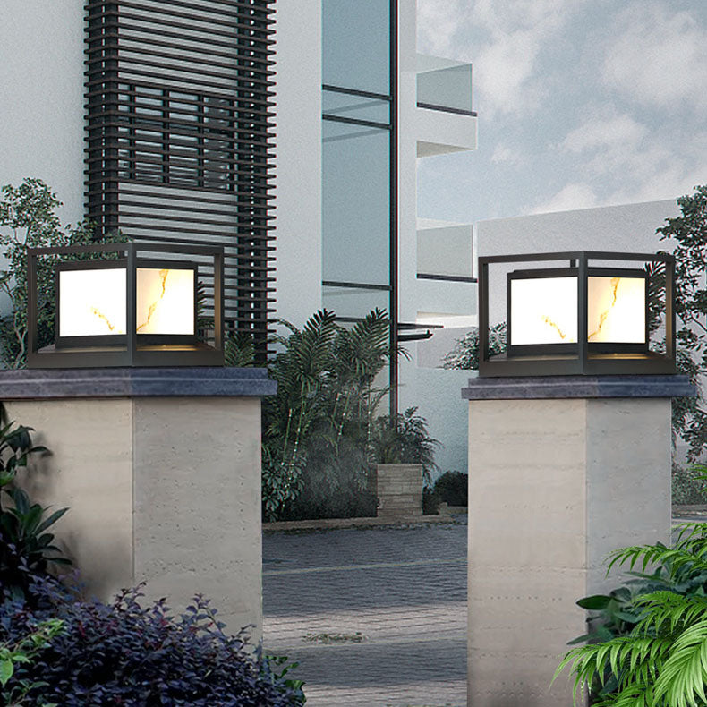 Modern Solar Square Chinese Outdoor Column Head Light LED Lawn Landscape Light | Bowlift