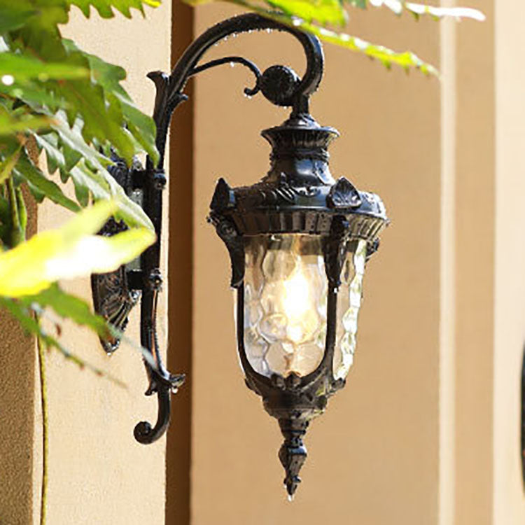 Traditional European Cylinder Lantern Aluminum Glass 1-Light Outdoor Wall Sconce Lamp For Outdoor Patio | Bowlift