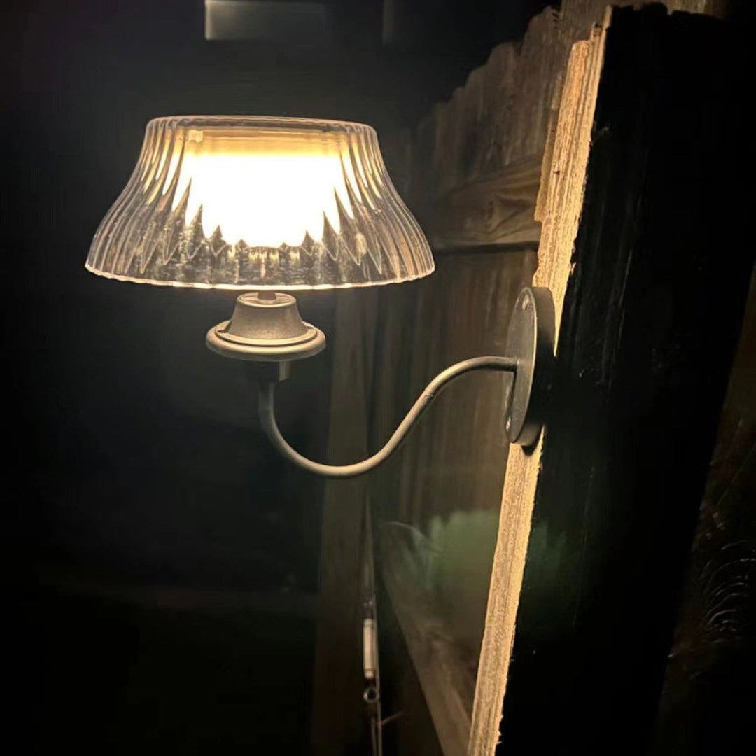 Contemporary Retro Solar Iron Alloy Plastic LED Waterproof Wall Sconce Lamp For Outdoor | Bowlift