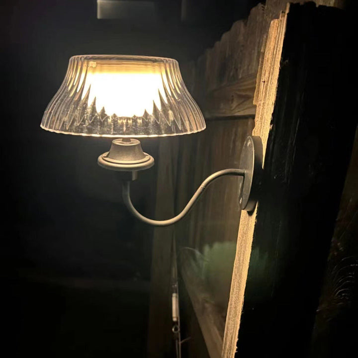 Contemporary Retro Solar Iron Alloy Plastic LED Waterproof Wall Sconce Lamp For Outdoor | Bowlift