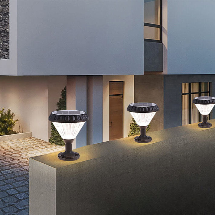 Modern Black Solar Die-Cast Aluminum Glass Outdoor Patio Waterproof Column Head Light | Bowlift