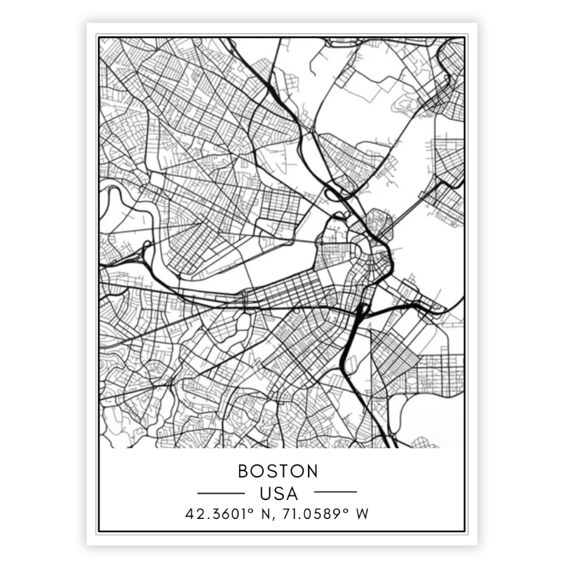 Boston City Map - Canvas Wall Art Painting | Bowlift