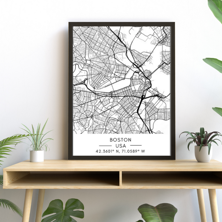 Boston City Map - Canvas Wall Art Painting | Bowlift