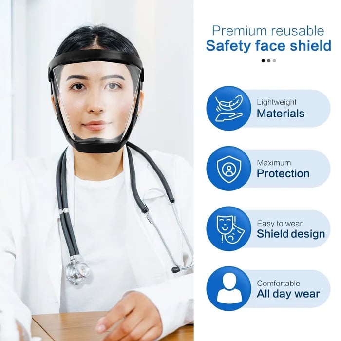 BowLift | Full Face Protection Large Transparent Face Shield
