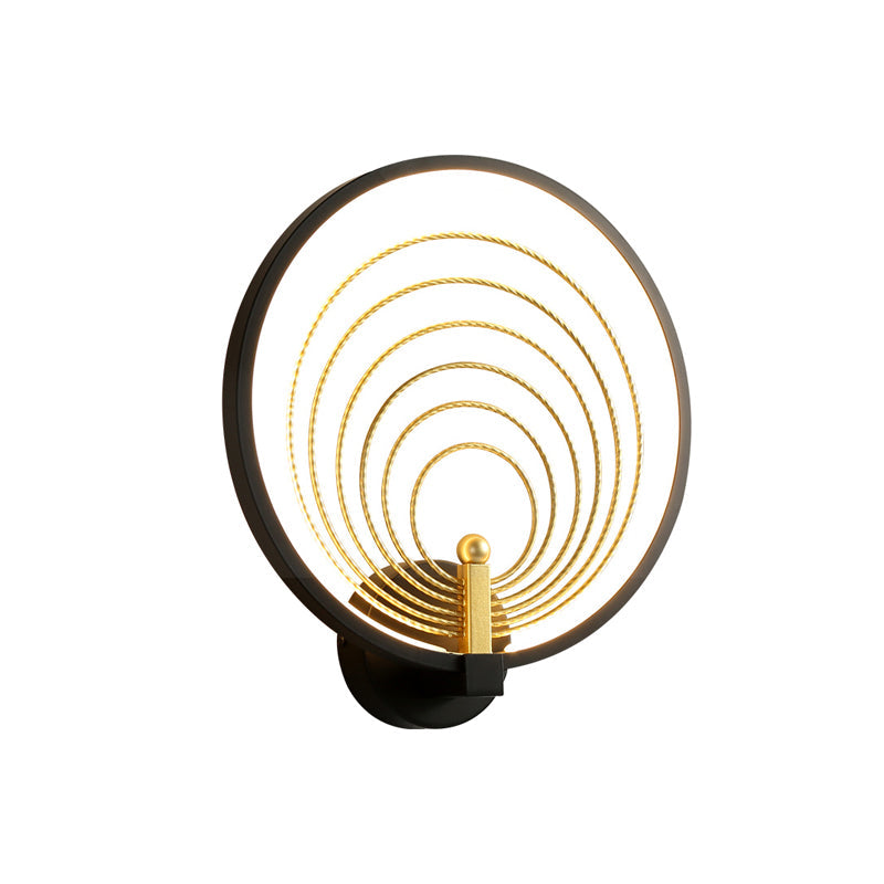 BowLift | Bedroom LED Wall Light Black/White Nightstand Wall Light with Halo Ring Acrylic Shade