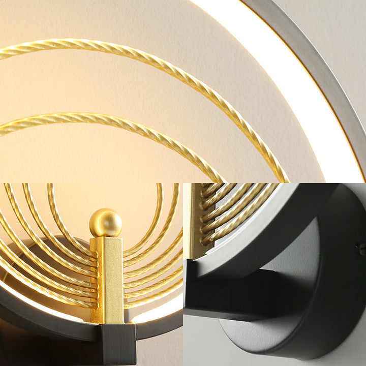 BowLift | Bedroom LED Wall Light Black/White Nightstand Wall Light with Halo Ring Acrylic Shade
