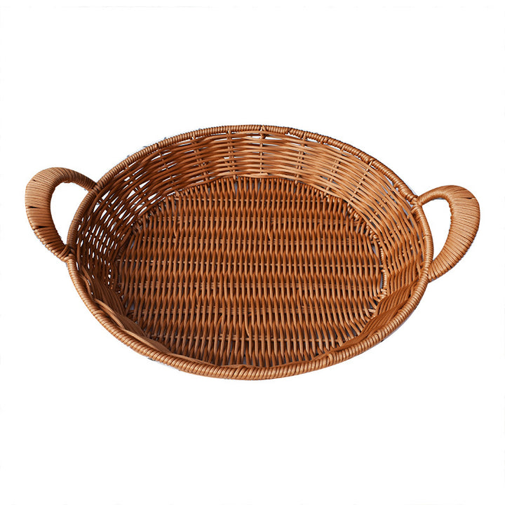 Handwoven Round Serving Basket with Handles Bowlift