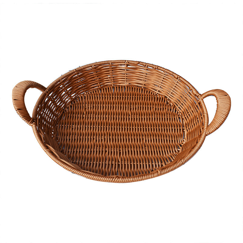 Handwoven Round Serving Basket with Handles Bowlift