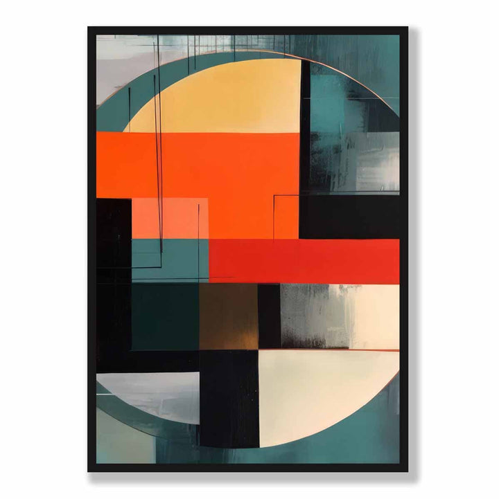 Abstract Shapes Art Print Teal Red and Gray No. 3 | Bowlift