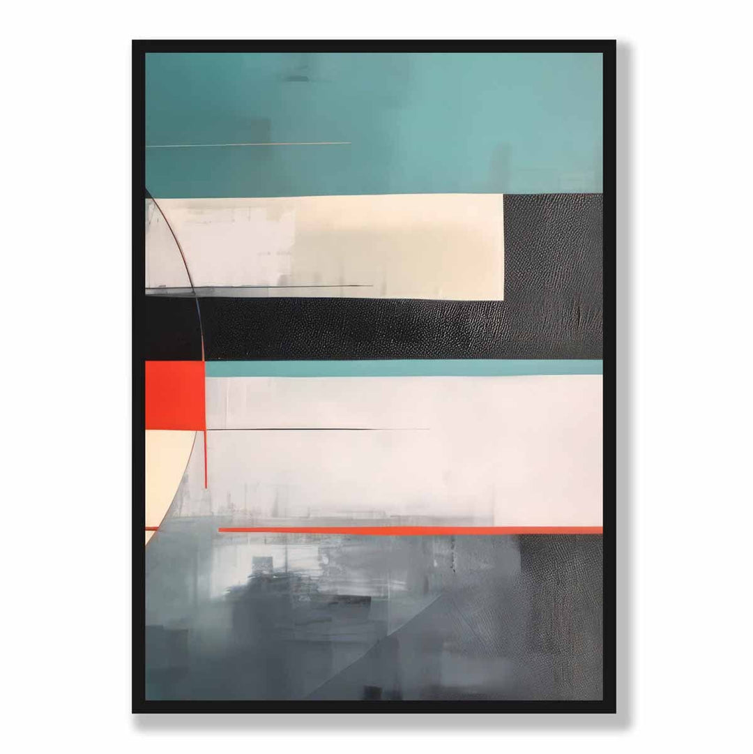 Abstract Shapes Art Print Turquoise Red and Gray No. 4 | Bowlift